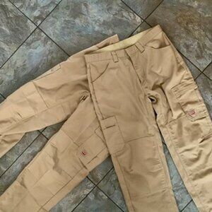 Lot Of 2 Double Knee Work Pants Khaki Baggy Carpenters Utility Red Kap Mechanic